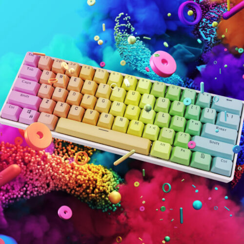 60 Custom Herní Mechanická Klávesnice v barvě Rainbow- Bílý plastový case