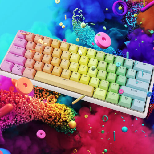 60 Custom Herní Mechanická Klávesnice v barvě Rainbow- Bílý hliníkový case