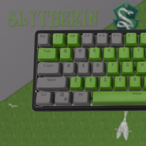 60% herní mechanická klávesnice v barvě Slytherin - hliník detail
